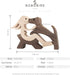 BOBO BIRD Wooden Dog Cat Family Statue, Handmade Wood Decoration, Cute Puppy, Kitty and People Statue Sculpture Ornament Collectible Figurine Craf...