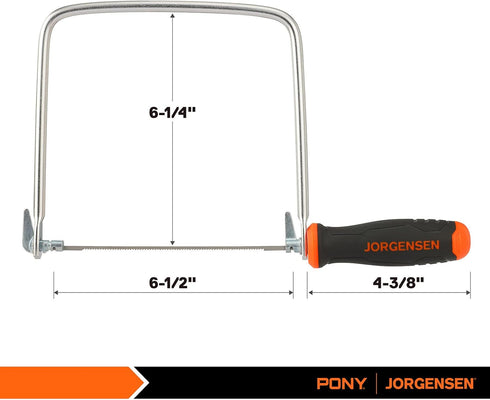 JORGENSEN Pro Coping Saw, Coping Frame and Extra 2pcs 6-1/2 Inch Replacement Blades Set for Woodworking, Plastic, Rubber, and Soft Metal Cutting...