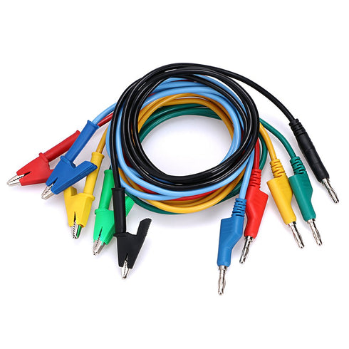 Sumnacon Multimeter Banana Plug to Crocodile Alligator Clip Test Probe, 5PCS 4mm Stackable Colorful Silicone Banana Plug to Alligator Clip Test Pr...