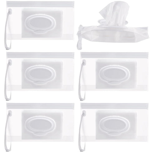 Susimond 6pcs Portable Wet Wipe Pouch Dispenser, Refillable Reusable Wipe Holder, Eco Friendly Baby Wipes Dispenser Container, Travel Wet Wipe Con...
