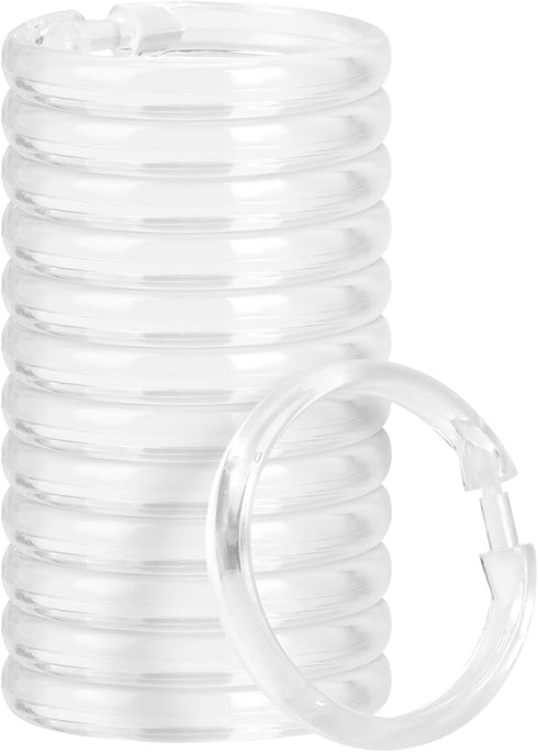 Qulable Shower Curtain Rings-12 Pack- Plastic Shower Curtain Hooks O-Shaped Rings Hook Glide Easily on Bathroom Shower Rod(Clear)...