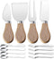 Mini Cheese Knife Set with wood Handle - Stainless Steel Charcuterie Knife Set with 4 Fruit Forks & 4 Small Spoons - Compact Cheese Cutter Set for...