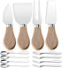 Mini Cheese Knife Set with wood Handle - Stainless Steel Charcuterie Knife Set with 4 Fruit Forks & 4 Small Spoons - Compact Cheese Cutter Set for...