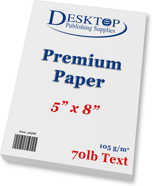 Bright White Blank 5x8 Paper - Premium Feel 70lb Text - 100 Pack...