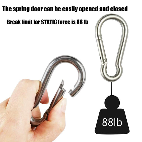 MFOREVER Spring Snap Hook 304 Stainless Steel Carabiner Camping Hiking Traveling Fishing...