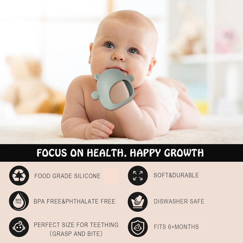 2 Pack Silicone Baby Teether Toy for Infants 3+ Months, Anti-Drop Silicone Baby Mitten Teether for Soothing Teething Pain Relief, Baby Chew Toys f...