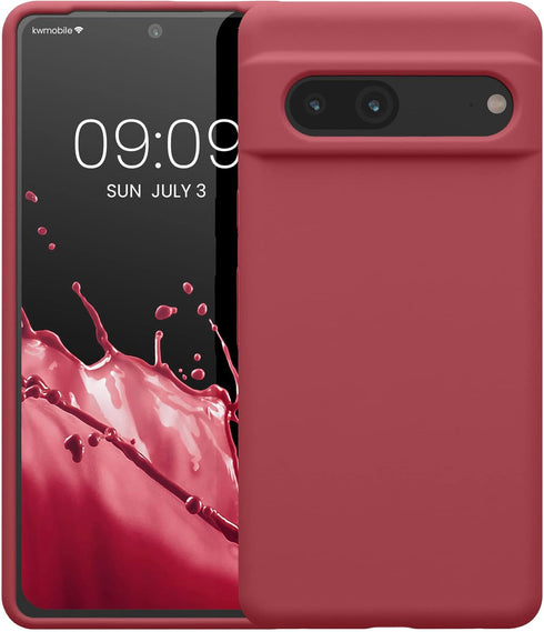 kwmobile Case Compatible with Google Pixel 7 Case - TPU Silicone Phone Cover with Soft Finish - Dark Rose...