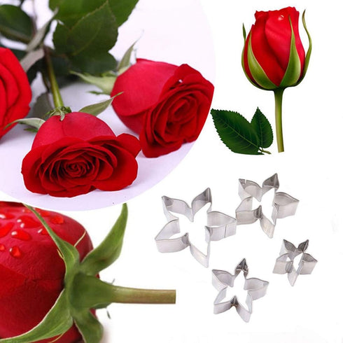 18pcs Gumpaste Flower Mold Austin Rose Petal Calyx Leaf Cutter Set Sugarcraft Fondant Modelling Tools for Cake Decorating, Chocolate, Soap, Gum pa...