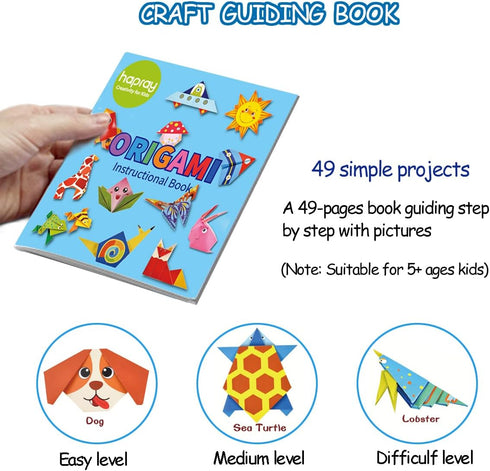 Origami Kit for Kids Ages 5-8 8-12, with Guiding Book, 98 Sheets Paper with 47 Patterns, DIY Art and Craft Projects, Beginners Children's Day Gift...