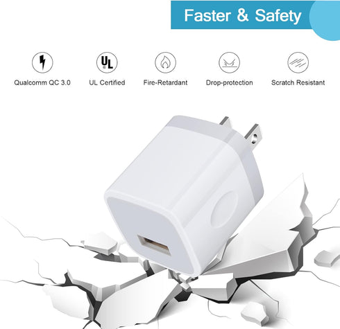 Wall Charger Adapter USB Charging Block, 5Pack Single Port USB Plug in Charger Cube Box Power Blocks Brick Charger Station Compatible with Samsung...