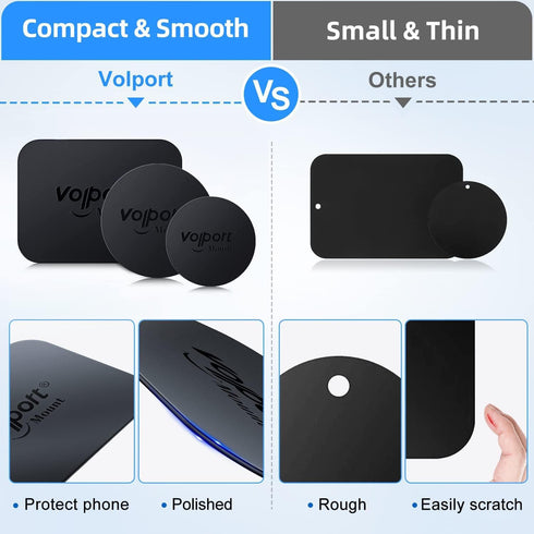 volport Metal Plate for Phone Magnet, 10 Pack MagicPlate with 3M Adhesive Replacement for Magnetic Phone Car Mount Holder & Cradle & Stand (Vent/C...