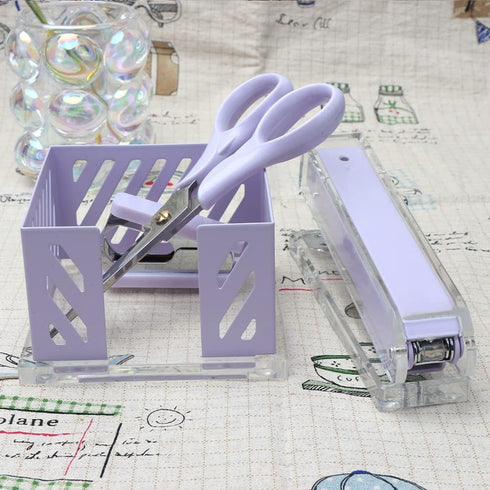 Purple Stapler Staples Remover Clear Acrylic Desk Stapler Manual Stapling tool Cute Staple Remover Kit for Home School Office Desktop Accessories ...