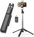 41” Selfie Stick Tripod Quadrapod with 2 Rechargeable Fill Light, Extendable Tripod with Bluetooth Remote, Stainless Steel, 3 Light Modes, 9 Brigh...