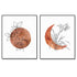 Terracotta Sun and Moon Print, Flower Sun, Minimal Wall Art, Boho Decor, Abstract Moon, Flower Line Print, Sunset Art, Set of 2 Prints - 8x10 inch...