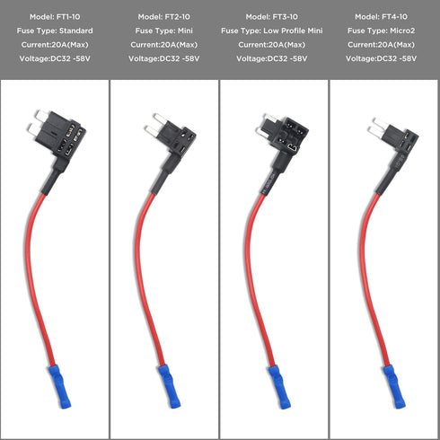 Recoil FT1-10 10 Pack 12V Car Add-a-Circuit Fuse Tap Adapter ATO ATC Blade Fuse Holder with 10pcs 10A,20A Fuses...