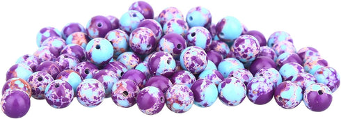 Purple-Blue Imperial Jasper Beads 48pcs 8mm Stone Beading Loose Gemstones Hole Size 1mm DIY Smooth Bead for Bracelet Necklace Earrings Jewelry Mak...