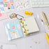 1PC Gold Mini Binder Cover for 3 Ring PVC Loose-Leaf Binder with 80pcs Mini Inner Paper Pockets Clear Soft Notebook Round Ring Binder Protector Sn...
