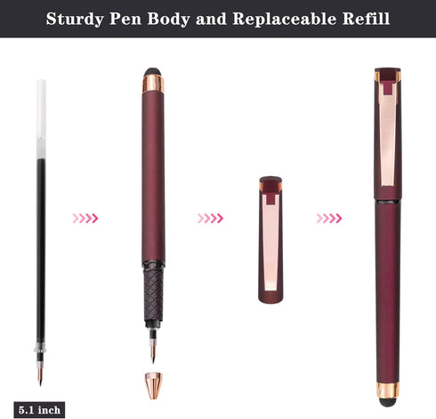 Linbsunne Black Gel Pens 0.7mm Medium Point Pen Office Pens 2-in-1 Stylus Pens for Touch Screens Gel Ink Rollerball Pens for Writing (18 Pack-red)...