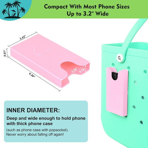 Phone Holder for Bogg Bag, Compatible with Simple Modern Bag & X Large Bogg Bag Accessories Inserts, Universal ABS Plastic Phone Case Holder Acces...