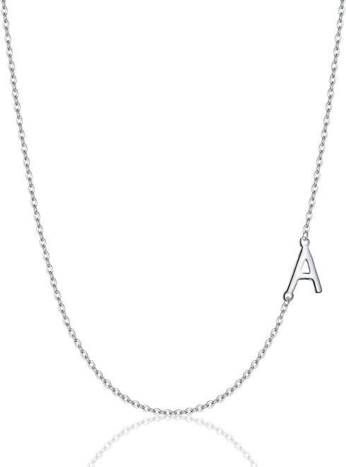 EVER FAITH 925 Sterling Silver Delicate Tiny Alphabet Initial 26 Letters Sideways Choker Necklace Jewelry for Women...