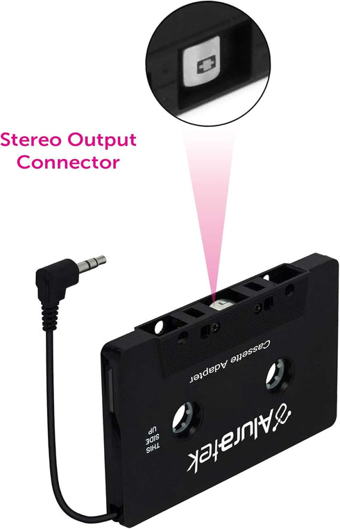 Aluratek Premium Audio Cassette Receiver, Premium Car Audio, Universal 3.5mm Audio Jack or AUX-in Port, Supports Phones/Tablets/Stereo/Headphones/...