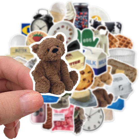 50PCS Ins Dessert Stickers, Ice Cream Cookies Food Vsco Aesthetic Boho Stickers, Vinyl Scrapbook Sticker Pack for Junk Journal Water Bottles Lapto...