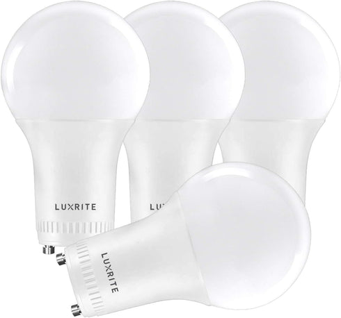 LUXRITE A19 LED GU24 Light Bulb, 60W Equivalent, 2700K Warm White, Enclosed Fixture Rated, 800 Lumens, Dimmable Twist Lock Light Bulbs, Damp Rated...