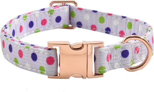 Metal Buckle Dog Collar, Durable Adjustable Dog Collar Soft for Small Medium Large Dogs (Purple Point, S(10-14in)...