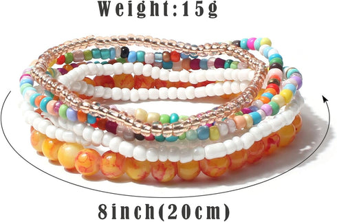 6/7/10Pcs Set Stackable Multi Layer Colorful Beads Seed Stretch Bracelet for Women Jewelry Handmade Bohemian Summer String Charm Bracelets Holiday...
