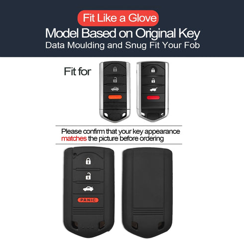 2pcs Compatible with Acura ILX RDX TL ZDX Black Key Fob Cover Case Key Chain Protector Keyless Remote Holder Smart 4 Buttons...