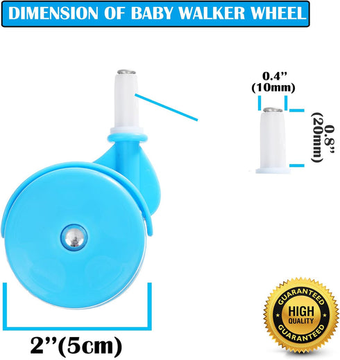 Baby Walker Replacement Wheels, Set of 4, Baby Walker Accessories, Plastic Wheels Casters, Universal Wheels (Blue)...