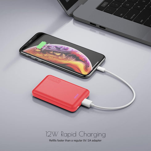Miady 2-Pack 5000mAh Mini Portable Charger, Power Pack with 5V 2.4A USB Output, Power Bank Phone Charger for iPhone XR, 11, 12, Android Phones and...