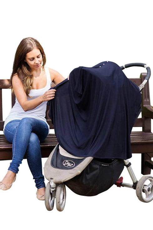 Byrd & Blume Maternity Nursing Cover Breathable Lightweight Breastfeeding Cover Wrap Shawl Scarf Poncho Full 360 (Navy, One size)...