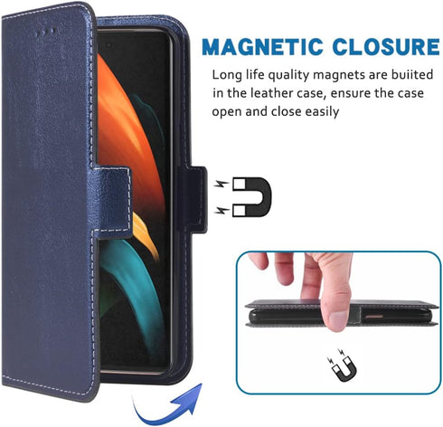 Compatible with Samsung Galaxy Z Fold 2 5G 2020 Wallet Case Wrist Strap Lanyard Leather Flip Card Holder Cell Accessories Phone Cover for Gaxaly Z...