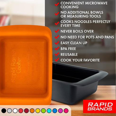 Rapid Ramen Cooker | Microwave Ramen in 3 Minutes | Perfect for Dorm, Small Kitchen, or Office | Dishwasher-Safe, Microwaveable, BPA-Free (Red, 2 ...