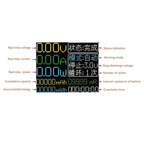 DC5V Battery Internal Resistance Tester Battery Capacity Tester 1.77in LCD Display Internal Resistance Capacity Voltage Current Power for Lithium ...