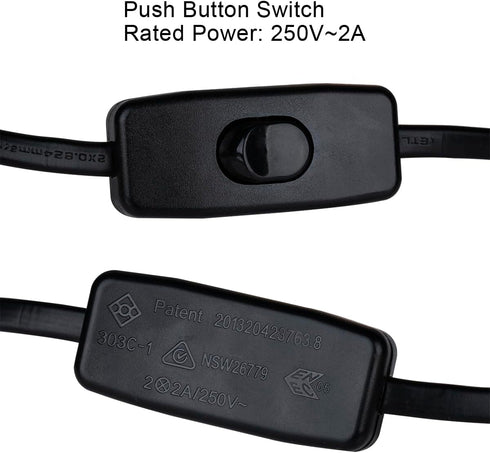 4 Pcs 5 Feet Black Light Cord, Lamp Power Cord with On/Off Switch Button and Plug, There is Only One Plug and Need to Be Wired...