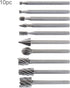 10pcs/set DIY Tree Root Carving 3mm Shank High Speed Steel Carpentry Handmade Electric Grinding Head Engraving Milling Cutter Rotary Burr Bit Set...