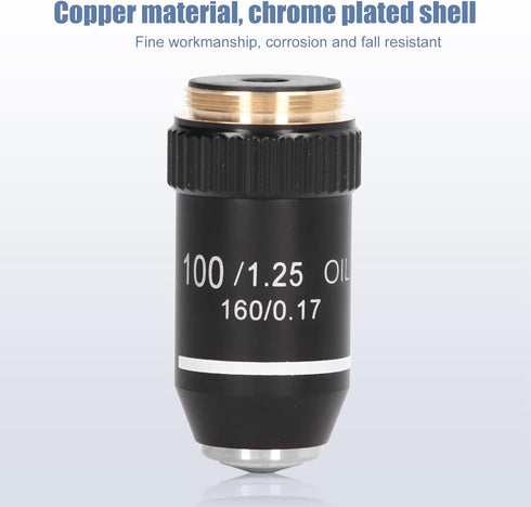 Microscope Objective Lens, 100X Magnification Lens High Power Objective Lens Replacement Achromatic Objective 20.2mm Interface Thread for Compound...