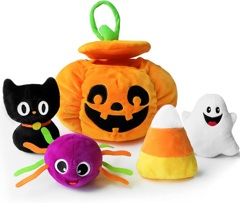 My First Halloween Pumpkin Toys Playset, 5ct Halloween Stuffed Pumpkin Plush Cat Spider Ghost Candy Corn for Baby Girls Boys, for Babies...