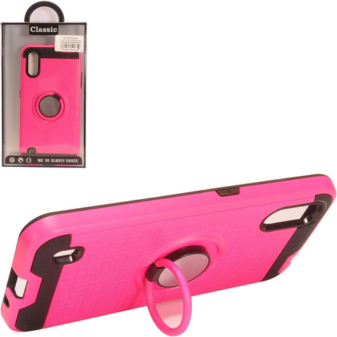 for Samsung Galaxy A01 SM-A015 - Hybrid Phone Case w/Ring Stand - RS2 Hot Pink...