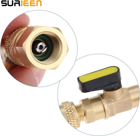 R410A R22 Valve Core Remover Installer Tool with Dual Size SAE 1/4 & 5/16 Port & Brass Adapter, Valve Core Removal Tool for R410 R32 R22 R12 R407 ...