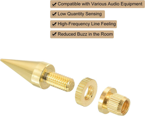 MECCANIXITY 4pcs Gold Speaker Spike Kit Shockproof Adjustable Copper Speaker Spike Isolation with Speaker Spikes Pads Mat for Subwoofer CD DVD Aud...