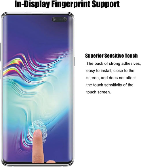 (2+2) For Samsung Galaxy S10 Plus (2 Pack) Screen Protector (Not Glass), Flexible Soft TPU Film and (2 Pack) Camera Lens Protector, Fingerprint Co...