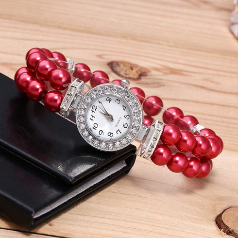 Weicam 4pc Women Crystal Pearl Bracelet Analog Quartz Wrist Watch Wholesale Watches...