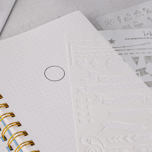 Bullet Dotted Spiral Notebook, A5 Blue Notebook Journal 5x5 Dotted Grid Graph Paper with Painting Stencil 300 Pages/150 Sheets for Office School W...