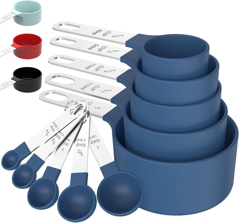 TILUCK Measuring Cups & Spoons Set, Stackable Cups and Spoons, Nesting Measure Cups with Stainless Steel Handle, Kitchen Gadgets for Cooking & Bak...