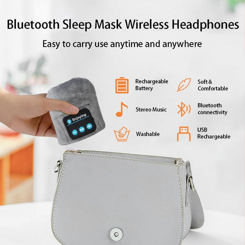 Soft Sleep Eye Mask Bluetooth Headphones Adjustable Sleep Headband Headphones for Sleeping Meditation Insomnia, Wireless Music Eye Cover Earbuds f...
