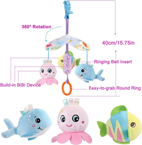 Baby Toys Stroller Toy Clip On Car Seat Toys for Infant, Babies Hanging Toy with Rattle for Toddlers Gift (Marine Animals)...