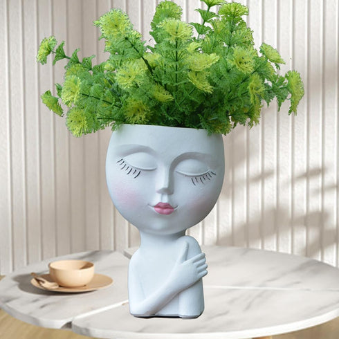 Face Planter, Head Planters for Indoor Plants, Cute Succulent Pot, Heads Plant Pots, Small Plant Pot, Girl Flower Pots with Drainage Hole, Unique ...